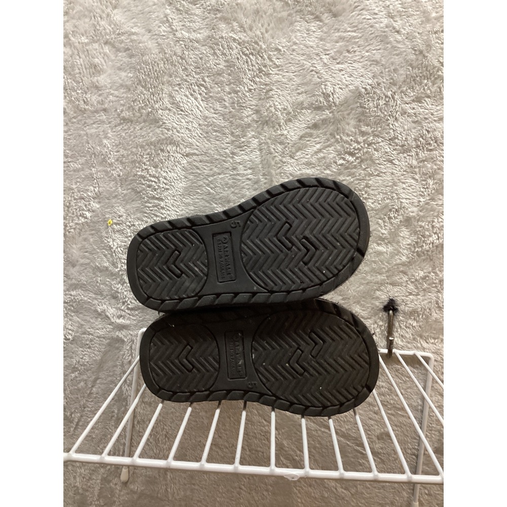 Kids Black Faux Suede Fur Trimmed‎ Boots Buckle Detail Size 5 - Picture 4 of 6